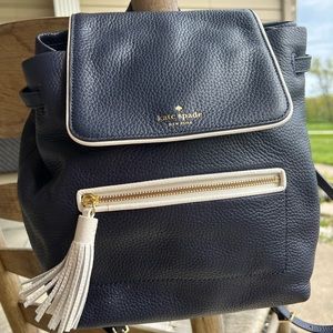 Kate Spade Navy Leather Backpack! Like new!